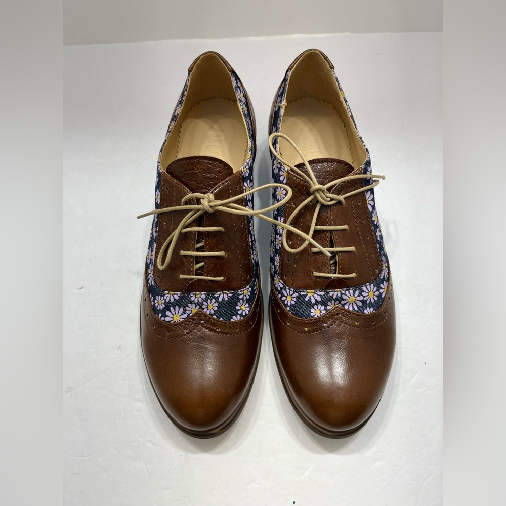 Julia Bo handmade floral print Hudson Oxford shoes Size 38 - Picture 2 of 12